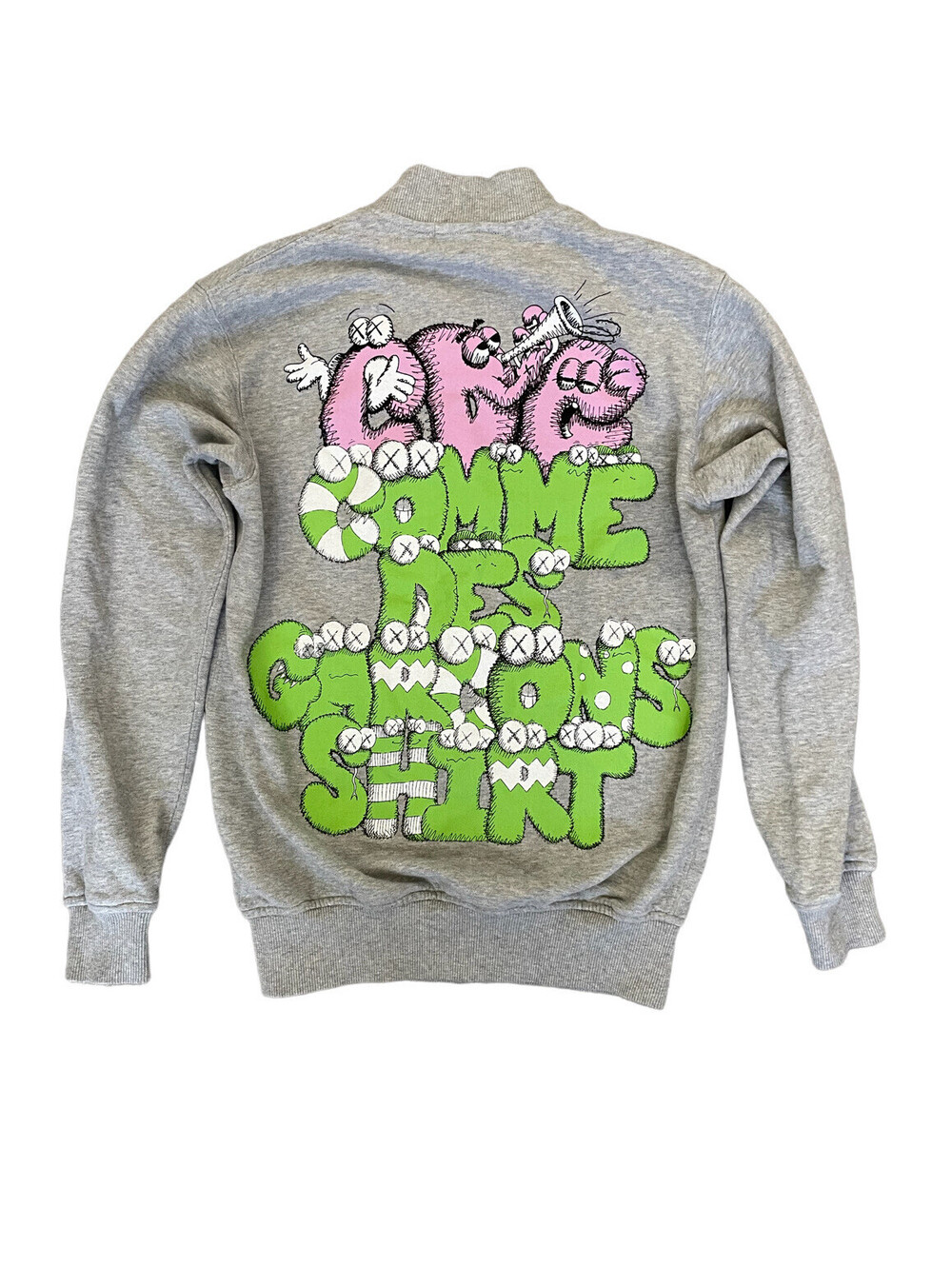 Comme Des Garcons KAWS Shirt Jacket CDG Gray Green Pink Zipper Men’s Size Small